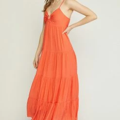 Entro Dresses The Shanae Tangerine Tiered Maxi Dress