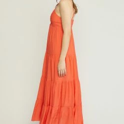 Entro Dresses The Shanae Tangerine Tiered Maxi Dress