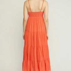 Entro Dresses The Shanae Tangerine Tiered Maxi Dress