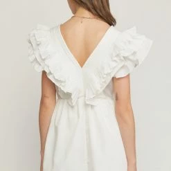 Entro Dresses The Kristen V-Neck Ruffle Sleeve Mini Dress