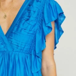 Entro Dresses The Kaitlyn Royal Blue Flutter Sleeve Mini Dress