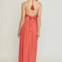 Entro Dresses The Remi Orange Red Halter Neck Maxi Dress