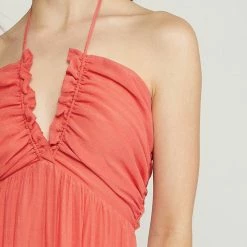 Entro Dresses The Remi Orange Red Halter Neck Maxi Dress