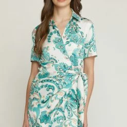 Entro The Sophie Paisley Print Collared Wrap Mini Dress Dresses