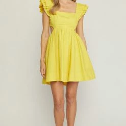 Entro Dresses The Hello Sunshine Flutter Sleeve Mini Dress