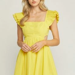 Entro Dresses The Hello Sunshine Flutter Sleeve Mini Dress