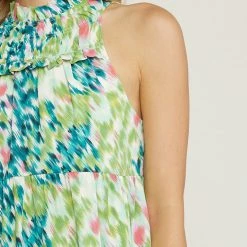 Entro The Polynesia Tropical Print Tiered Mini Dress