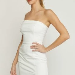 Entro Dresses The Brooklyn White Strapless Bodycon Mini Dress