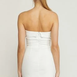Entro Dresses The Brooklyn White Strapless Bodycon Mini Dress