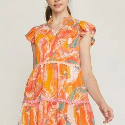 Entro Dresses The Madison Orange Floral Mini Dress
