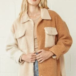 Entro The Carly Camel Color Block Shacket
