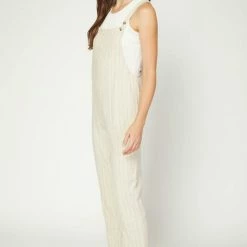 Entro The Preston Pinstriped Linen Overalls