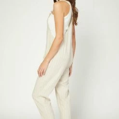 Entro The Preston Pinstriped Linen Overalls