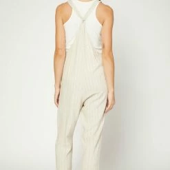 Entro The Preston Pinstriped Linen Overalls