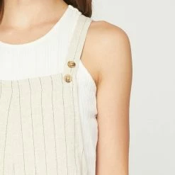 Entro The Preston Pinstriped Linen Overalls