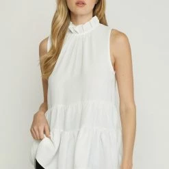 Entro Tops The Marisa Mock Neck Sleeveless Tiered Top