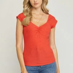 Entro The Justine Ribbed Short Sleeve Top