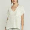 Entro Tops The Lydia Off-White Knit High-Low Short Sleeve Top
