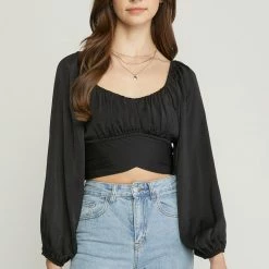 Entro Tops The Antonia Satin Tie-Back Cropped Top