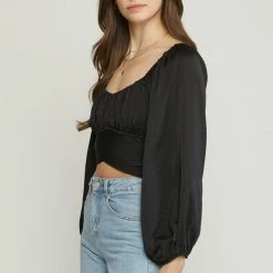 Entro Tops The Antonia Satin Tie-Back Cropped Top