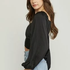 Entro Tops The Antonia Satin Tie-Back Cropped Top