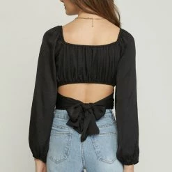 Entro Tops The Antonia Satin Tie-Back Cropped Top