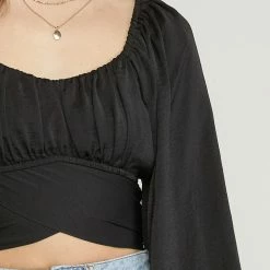 Entro Tops The Antonia Satin Tie-Back Cropped Top