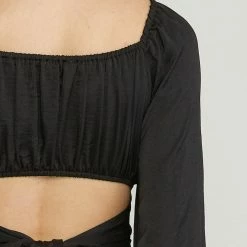 Entro Tops The Antonia Satin Tie-Back Cropped Top