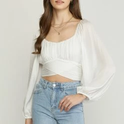 Entro Tops The Antonia Satin Tie-Back Cropped Top