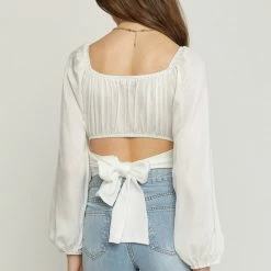 Entro Tops The Antonia Satin Tie-Back Cropped Top