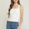 Entro The Fiona White Criss-Cross Back Sleeveless Tank Top Tops