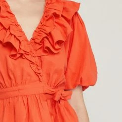 Entro The Malissa Burnt Orange Ruffle Wrap Top Tops