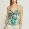 Entro Tops The Isla Vista Satin Emerald Green Paisly Tank