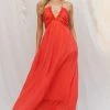 Entro Dresses The Remi Orange Red Halter Neck Maxi Dress