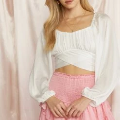 Entro Tops The Antonia Satin Tie-Back Cropped Top