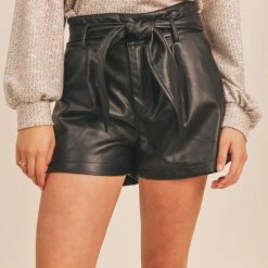 Sadie & Sage The Don't Call Me Vegan Leather Shorts